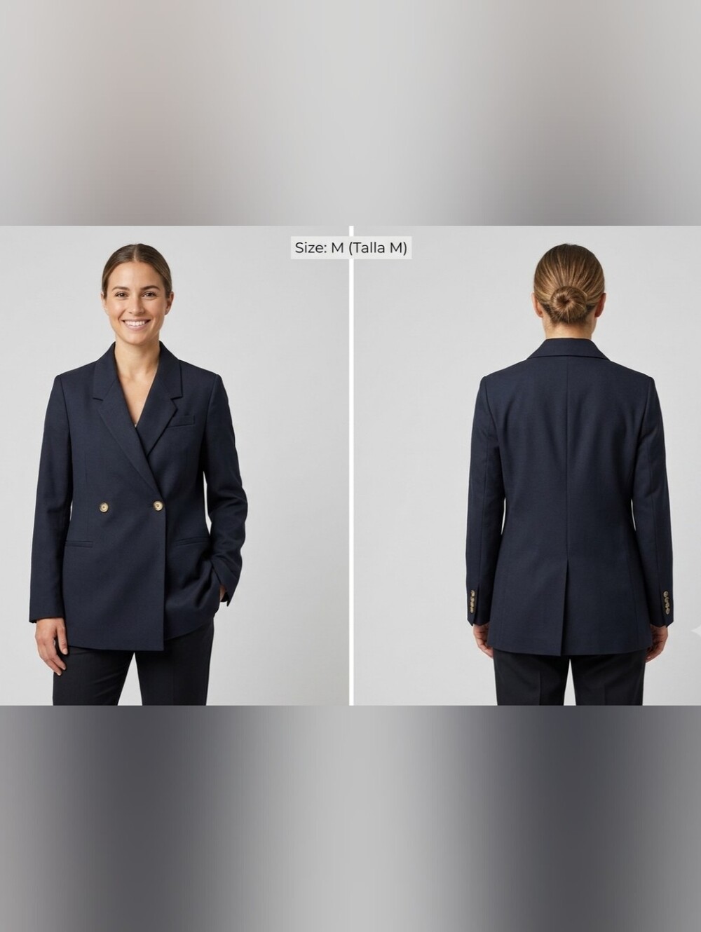 ANINE BING Women's Black Double-Breasted Notch Lapel Lined Long Blazer Size L
